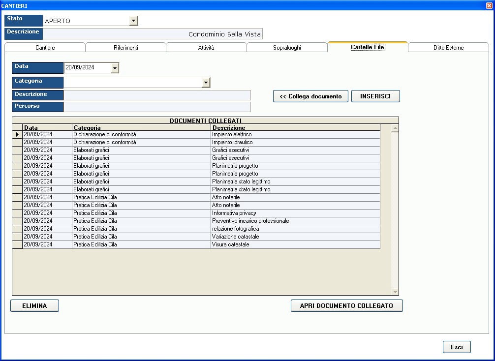 collegamento documenti alla pratica edilizia