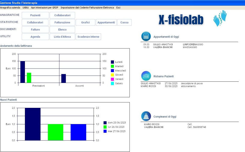 visiona X-Fisiolab il software gestionale Fisioterapia