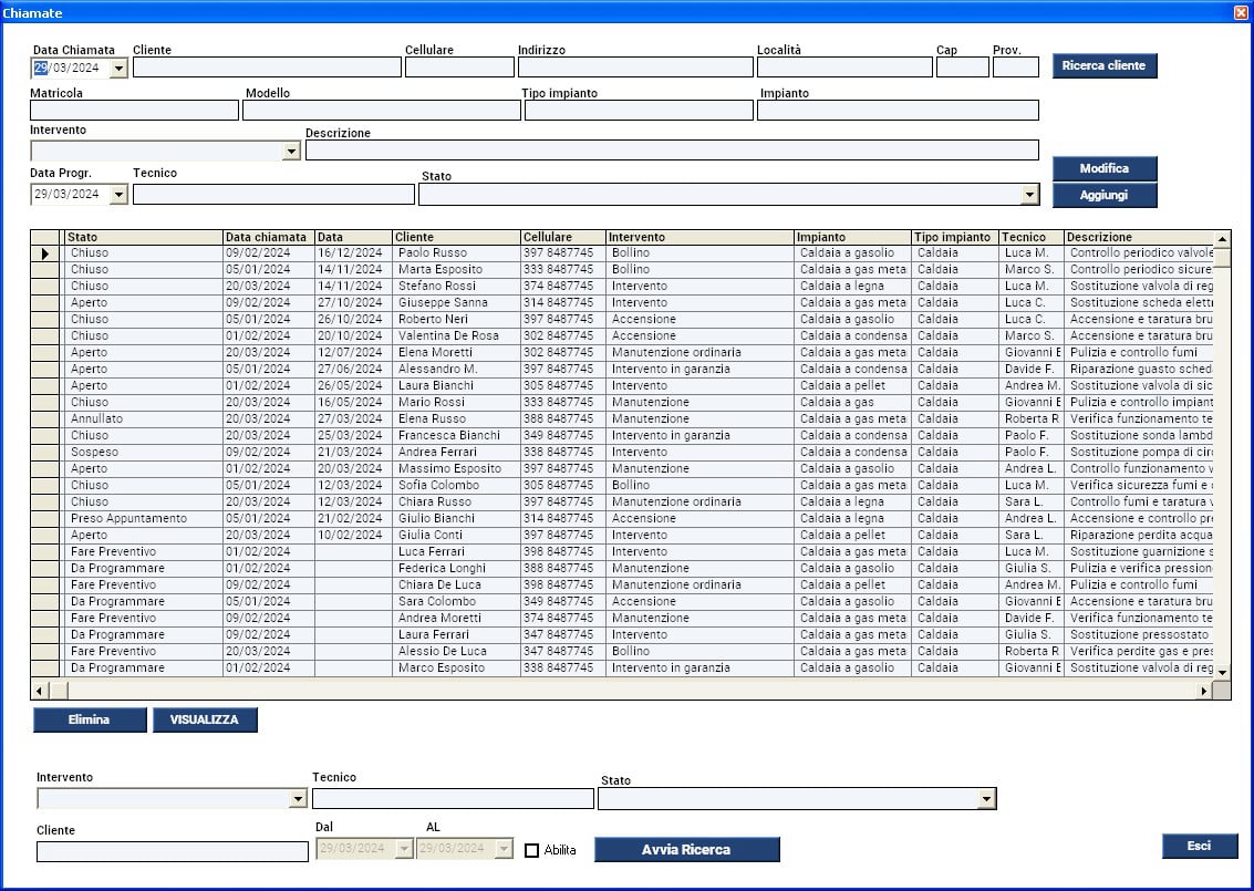 gestione chiamate ticket di assistenza e manutenzione