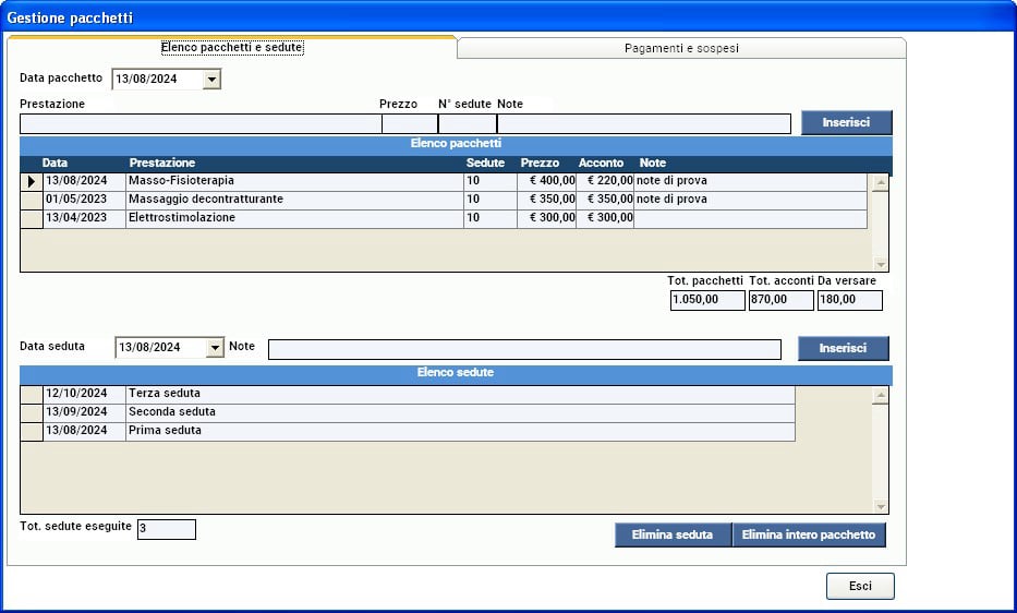 pacchetti abbonamento trattamenti fisioterapici