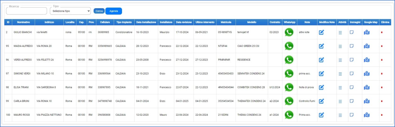 software assistenza riparazioni in cloud elenco impianti