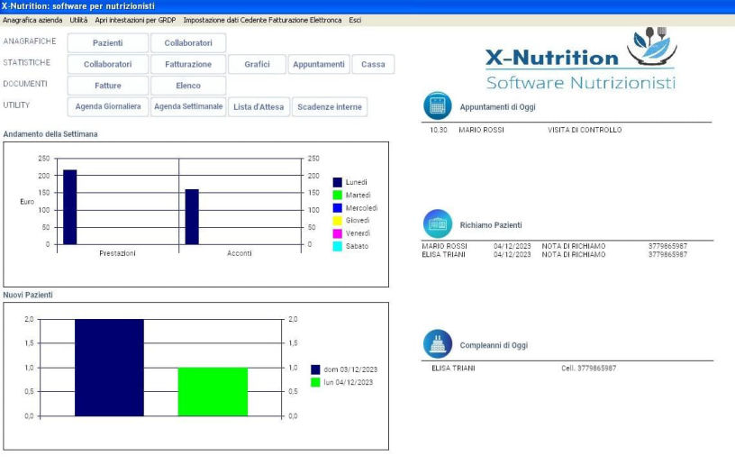 visiona X-diet software per nutrizionisti