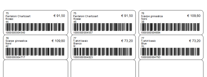 stampa codici a barre software gestionale negozio abbigliamento